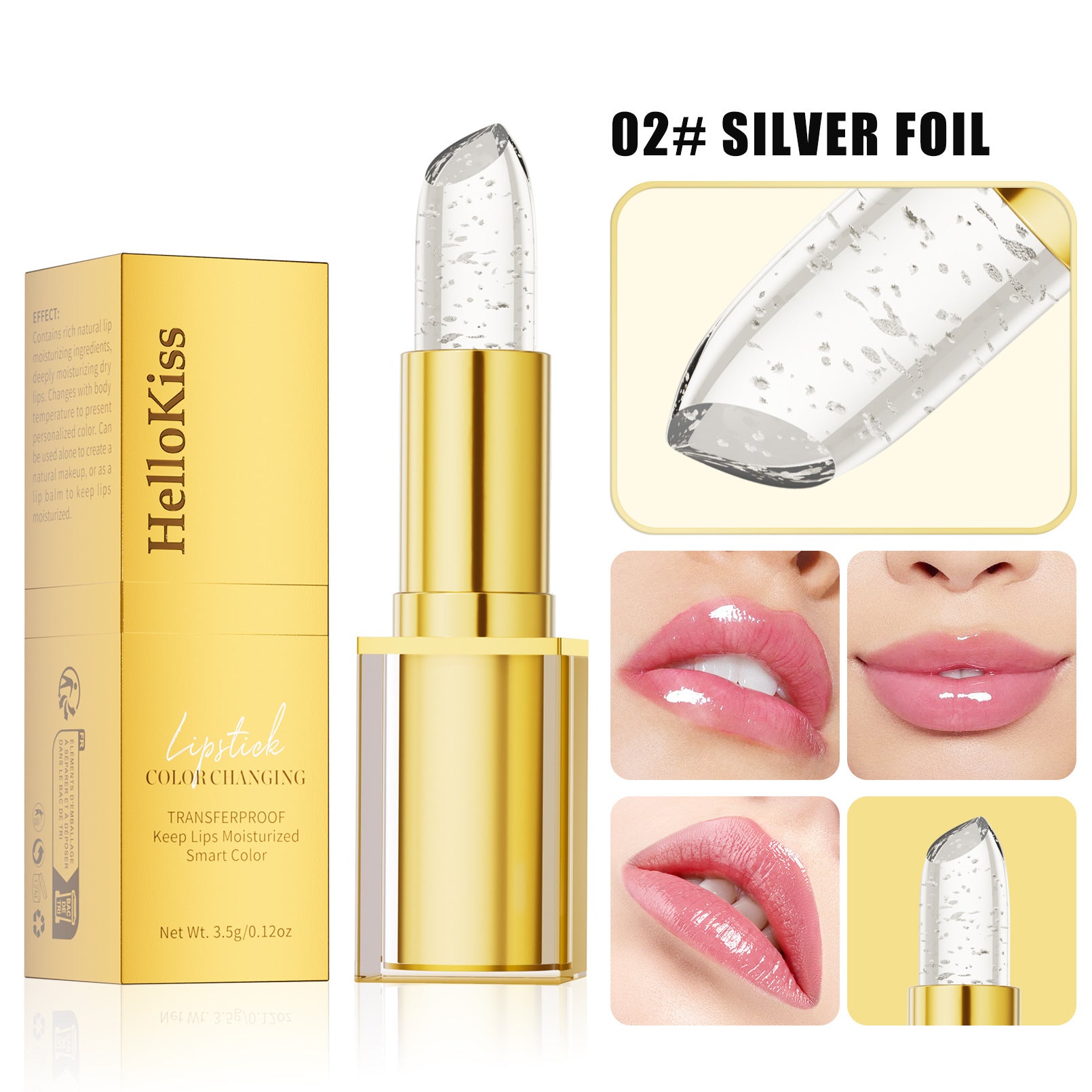 Gold-Infused Temperature-Responsive Hydrating Lipstick With Gold FlakesA Unique Shade For Every Woman